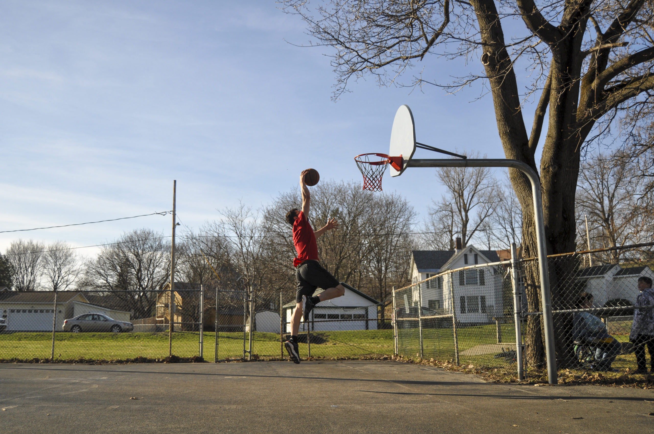 A ball is dunked at a park in St. Johnsville N.Y.