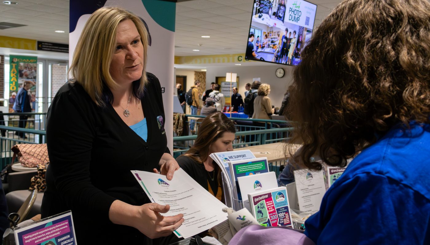 Person receiving information about a job
