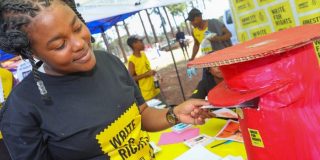 Woman submitting letter