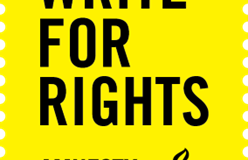 Write For Rights on Yellow Sign