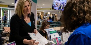 Person receiving information about a job