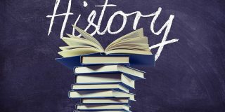 stack of history books